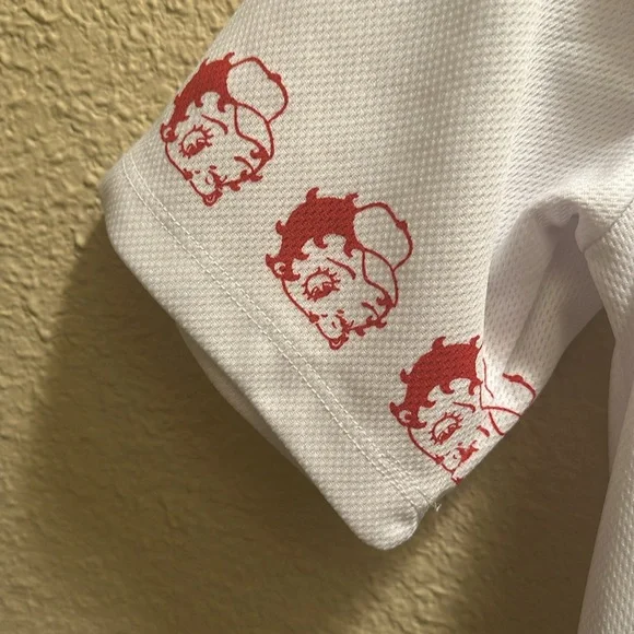 Betty Boop White and Red Baseball Jersey with Graphic - Picture 4 of 6